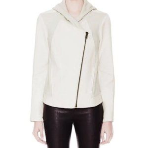 Helmut Lang Women's Natural Wither Hooded Leather Jacket Dove Natural